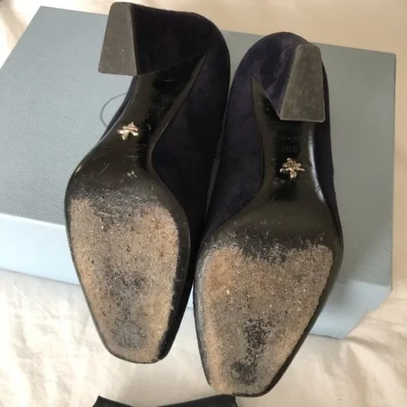 PRADA CALZATURE DONNA BLUE SUEDE PUMPS 35.5 - Picture 10 of 10